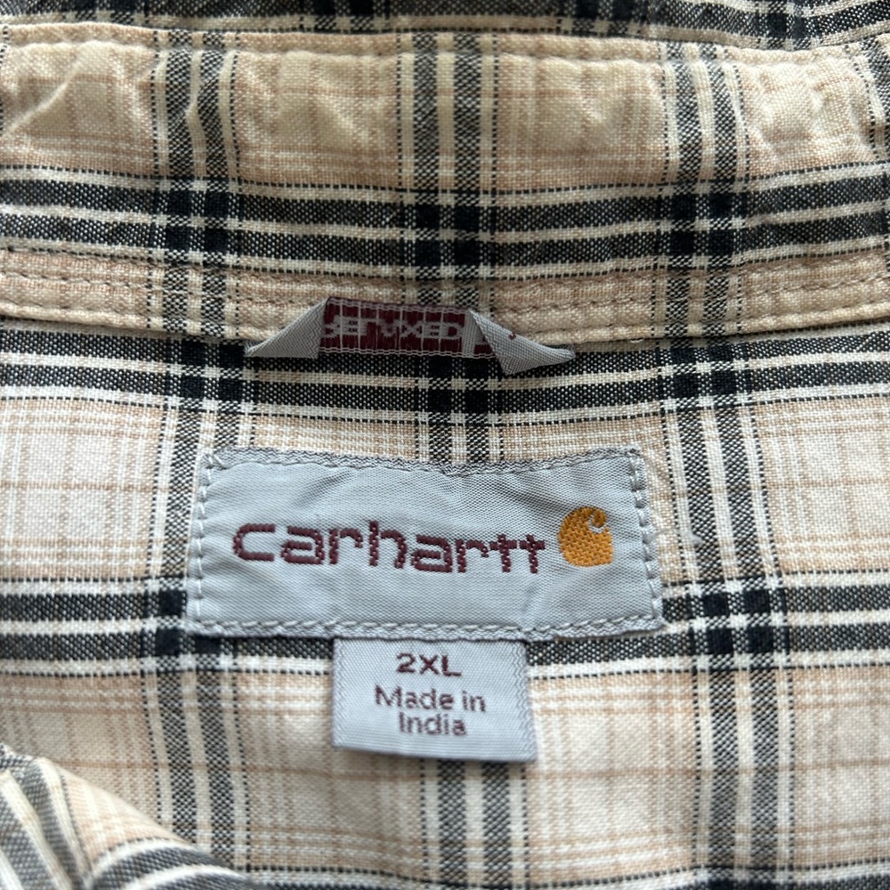 Carhartt Shirt Relaxed Fit Plaid Short Sleeve Button Up 2XL Classic Quality - Picture 4 of 4